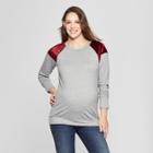 Maternity Long Sleeve Velvet Shoulder Sweatshirt - Macherie - Burgundy (red)
