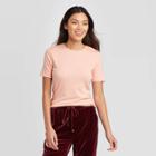 Women's Short Sleeve Crewneck Fitted T-shirt - A New Day Light Pink