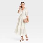 Women's Balloon 3/4 Sleeve Eyelet Dress - Knox Rose White