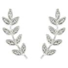 Distributed By Target Drop Post Earrings Plated Brass Leaf With Cubic Zirconia - Silver/clear,