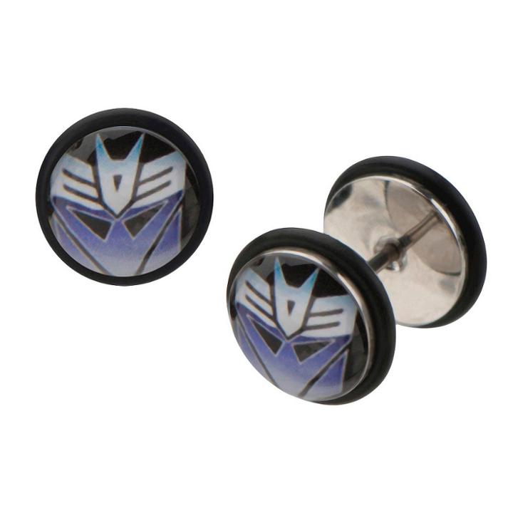 Hasbro Transformers Decepticon Graphic Stainless Steel Screw Back Earrings