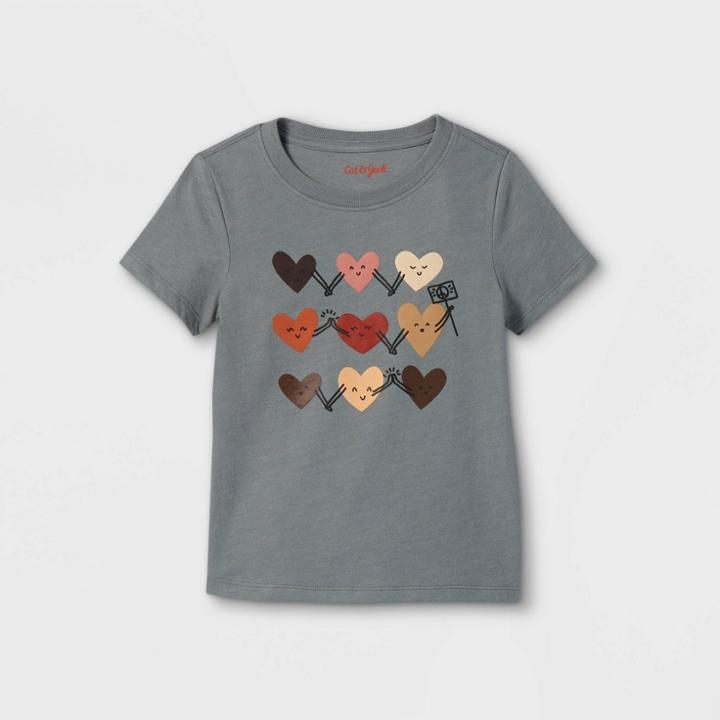 Toddler Boys' Inclusive Hearts Graphic Short Sleeve T-shirt - Cat & Jack Gray