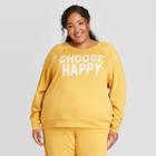 Grayson Threads Women's Plus Size Choose Happy Graphic Sweatshirt - Yellow
