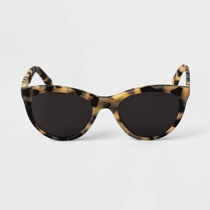 Women's Tortoise Print Acetate Cateye Sunglasses - A New Day Beige
