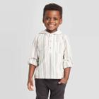 Toddler Boys' Striped Henley Hoodie Button-down Shirt - Art Class Off White 12m, Toddler Boy's,