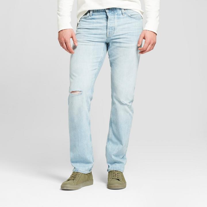 Men's Slim Straight Fit Selvedge Denim Jeans - Goodfellow & Co Light Wash