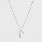 Silver Plated Initial P Pendant Necklace - A New Day Silver,