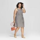 Women's Plus Size Striped Sleeveless Square Neck Dress - Universal Thread Black