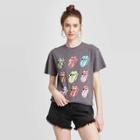 The Rolling Stones Women's Rolling Stones Short Sleeve Boyfriend Graphic T-shirt (juniors') - Gray