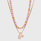 Layered Charm Mixed Beaded Necklace - Universal Thread Purple