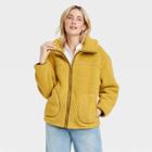 Women's Hooded Sherpa Anorak Jacket - Universal Thread Mustard Green