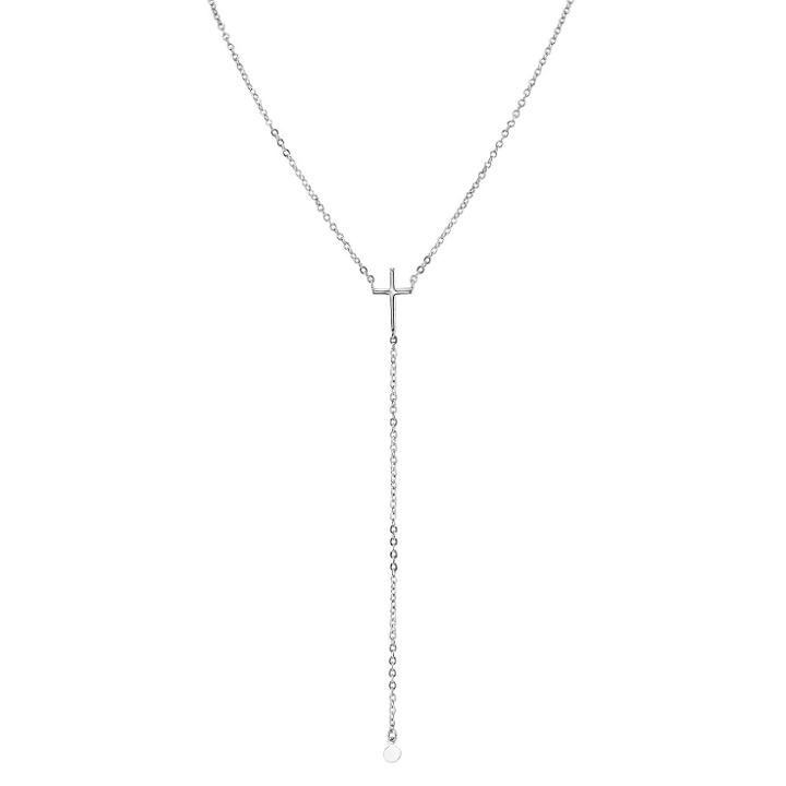 Target Women's Cross Y-necklace In Silver Plated -