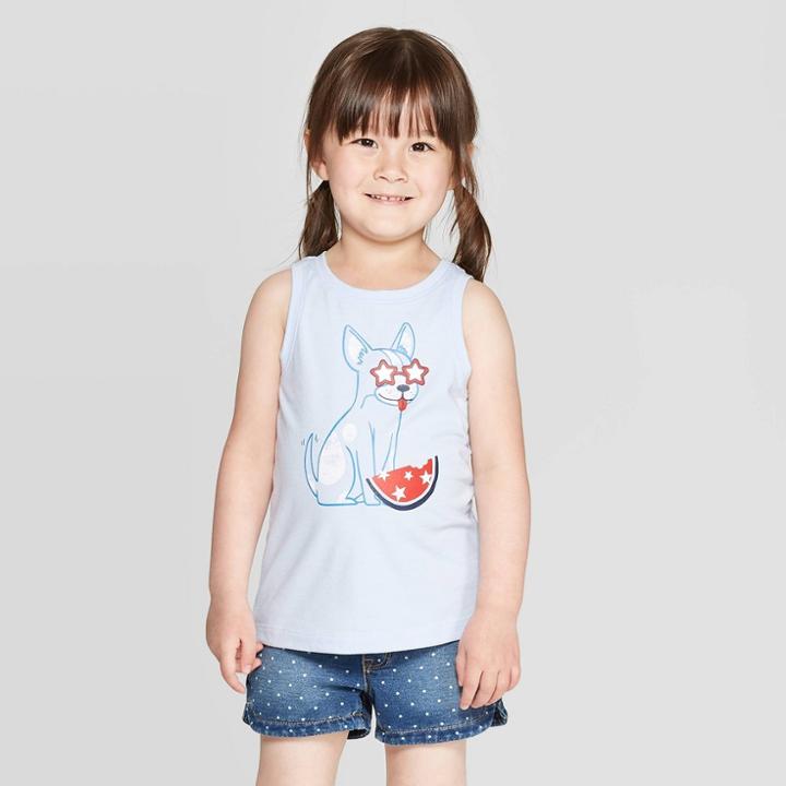 Toddler Girls' 'dog' Graphic T-shirt - Cat & Jack Blue