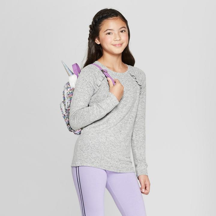 Girls' Sleeve Cozy Pullover - Cat & Jack Heather Gray