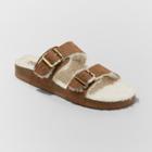 Women's Mad Love Kali Multi Strap Sherpa Footbed Sandals - Cognac