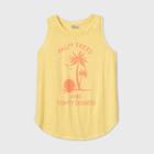 Doe. Women's Plus Size Palm Trees Eighty Degrees Graphic Tank Top - Mustard