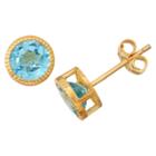 1 2/3 Tcw Tiara Gold Over Silver 6mm Bezel-set Swiss Blue Topaz