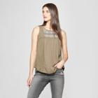 Women's Contrast Embroidered Tank - Knox Rose Olive
