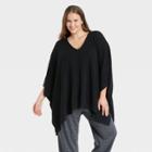 Women's Plus Size V-neck Pullover - A New Day Black