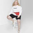 Women's Plus Size Oversized Crew Neck Embroidered Sweatshirt - Wild Fable White