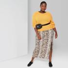 Women's Plus Size Rolled Crewneck Sweater - Wild Fable Beeswax