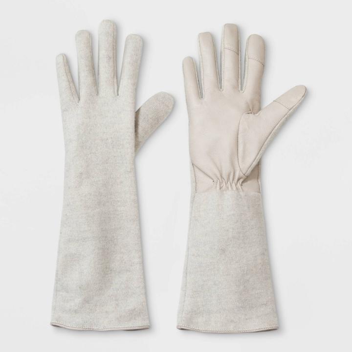 Women's Wool/leather Combo Gloves - A New Day Cream One Size, White