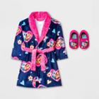 Toddler Girls' Paw Patrol Robe With Slippers - Navy