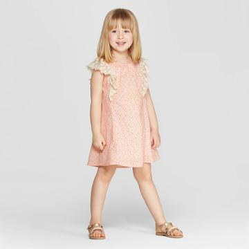 Mila And Emma Mila & Emma Toddler Girls' Sleeveless Ruffle Shift Dress - Pink