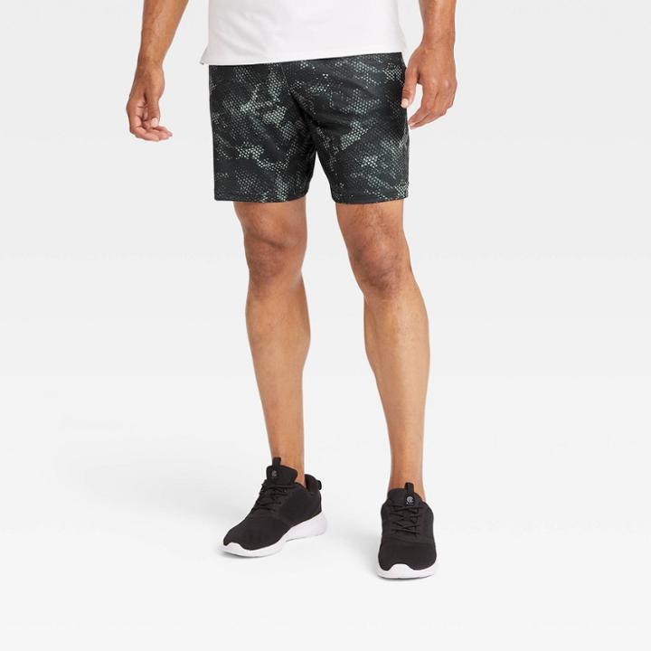 Men's Camo Print Training Shorts - All In Motion Black Camo