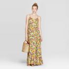 Women's Floral Print Strappy Scoop Neck Maxi Dress - Xhilaration Mustard (yellow)