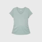 Maternity Short Sleeve V-neck Side Shirred T-shirt - Isabel Maternity By Ingrid & Isabel