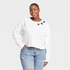 Mickey Mouse Women's Disney Mickey Plus Size Long Sleeve Graphic T-shirt - White