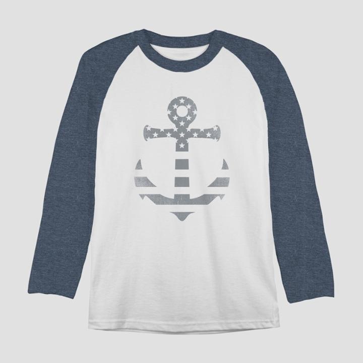 Men's Long Sleeve Anchored Usa Graphic T-shirt - Awake White
