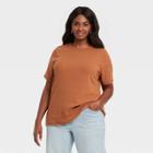 Women's Plus Size Ribbed T-shirt - Ava & Viv Brown