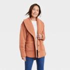Women's Fleece Shawl Collar Jacket - Knox Rose Brown