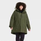 Women's Plus Size Faux Fur Parka Jacket - All In Motion Green