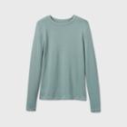Women's Long Sleeve Fitted T-shirt - A New Day Turquoise