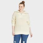 Women's Plus Size Turtleneck Pullover Sweater - Ava & Viv Cream