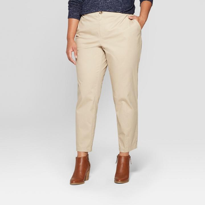 Women's Plus Size Chino Pants - Ava & Viv Khaki (green)