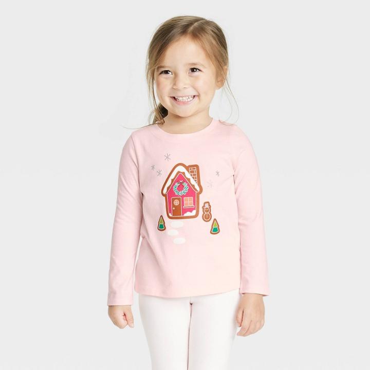 Toddler Girls' Gingerbread House Long Sleeve Shirt - Cat & Jack Pink
