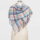 Women's Plaid Oblong Scarf - A New Day Blue