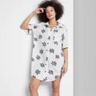 Women's Ascot + Hart Short Sleeve Button-down Graphic Shirtdress - White Floral