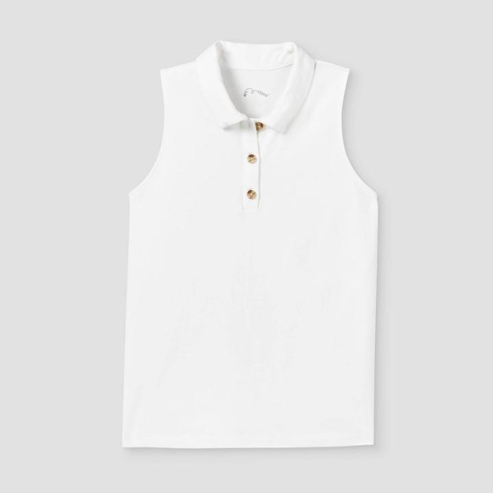 Girls' Henley Tank Top - Art Class White