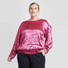 Women's Plus Size Long Sleeve Crewneck Textured Top - Prologue Pink 1x, Women's, Size: