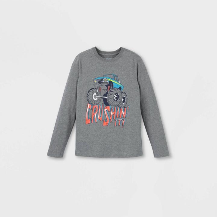 Boys' Monster Truck Graphic Long Sleeve T-shirt - Cat & Jack Gray