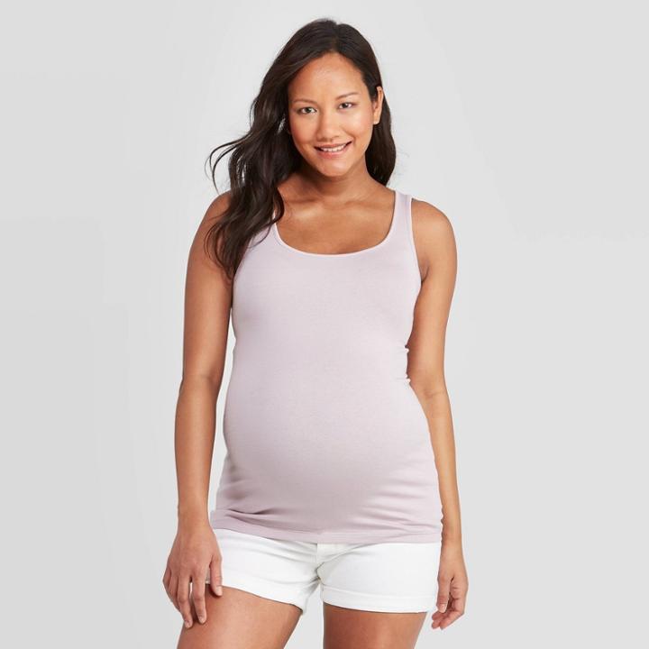 Maternity Round Neck Rib Tank Top - Isabel Maternity By Ingrid & Isabel Lilac Xs, Women's, Purple