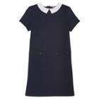 Girls' French Toast Ponte Woven Collar Dress - Navy