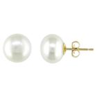No Brand Women's Pearl Button Earrings - White,