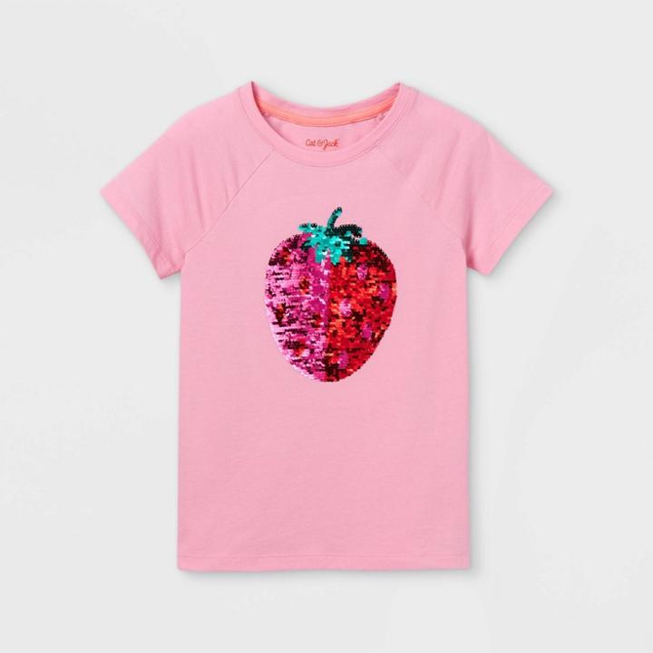 Girls' Flip Sequin Strawberry Short Sleeve T-shirt - Cat & Jack Peony Pink