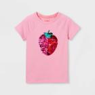Girls' Flip Sequin Strawberry Short Sleeve T-shirt - Cat & Jack Peony Pink